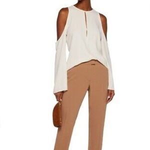 NWT Theory Ivory Cream Cold Shoulder Blouse P
